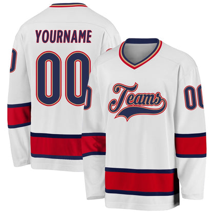 Usa Hockey Jersey, Custom White Navy Red Hockey Jersey, Team Hockey Jerseys