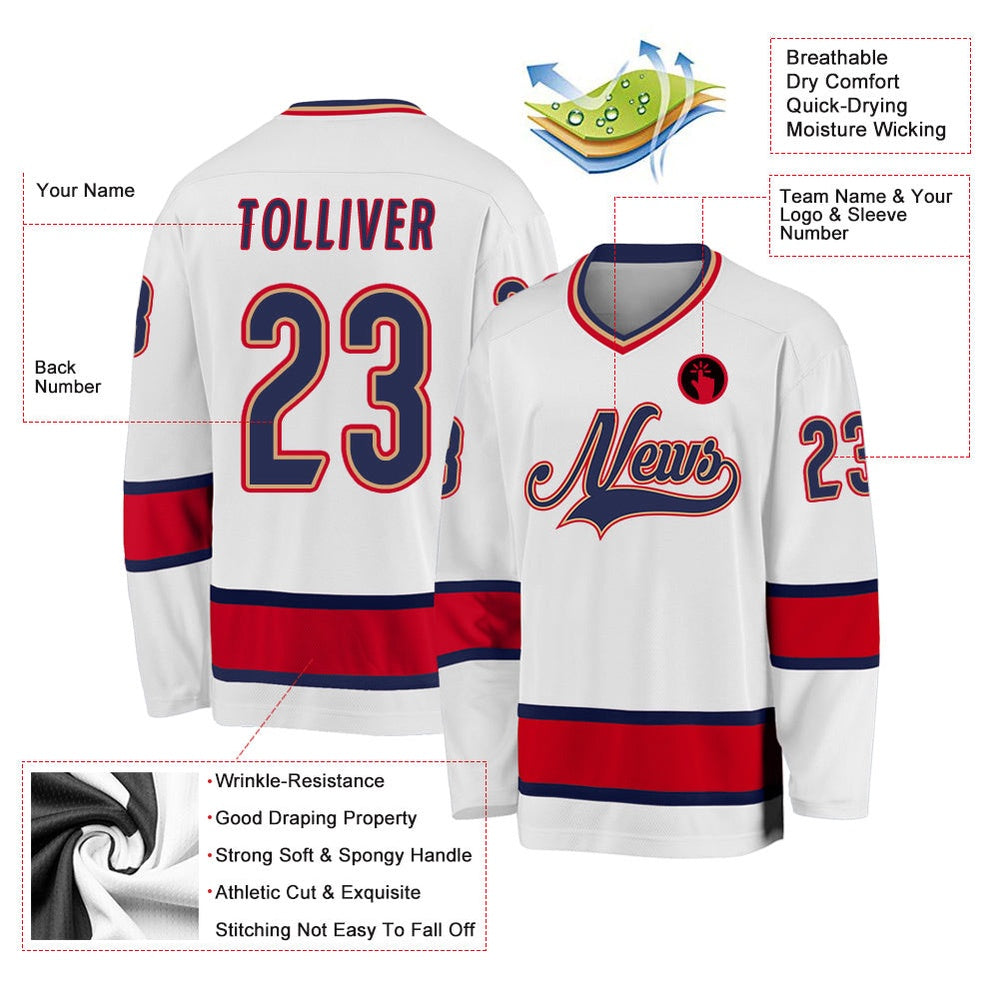 Usa Hockey Jersey, Custom White Navy Red Hockey Jersey, Team Hockey Jerseys