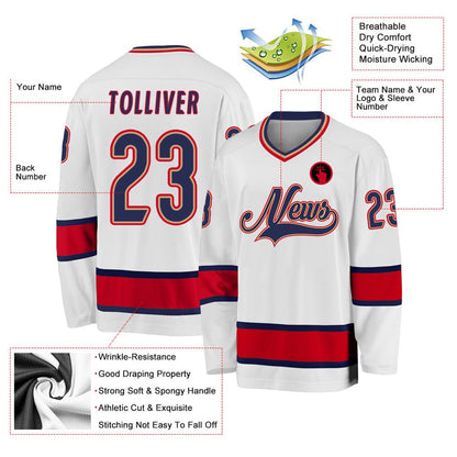 Usa Hockey Jersey, Custom White Navy Red Hockey Jersey, Team Hockey Jerseys