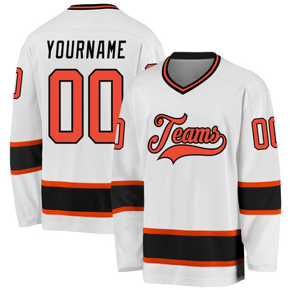 Usa Hockey Jersey, Custom White Orange Black Hockey Jersey, Team Hockey Jerseys