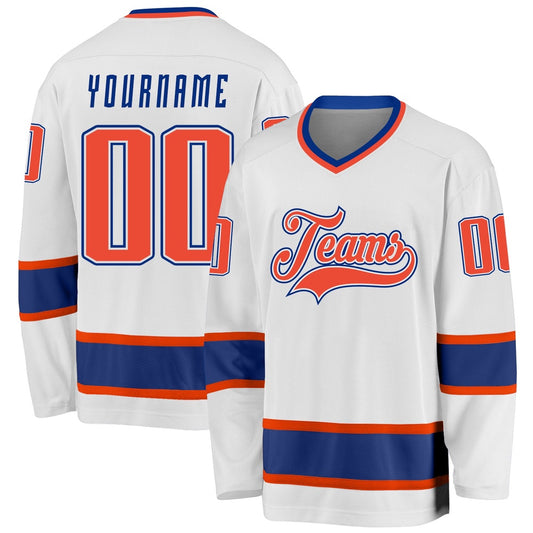 Usa Hockey Jersey, Custom White Orange Royal 1 Hockey Jersey, Team Hockey Jerseys