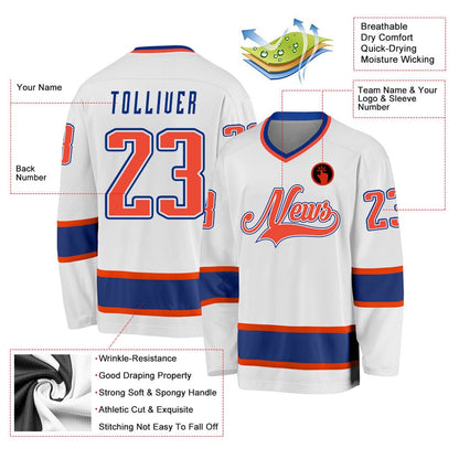 Usa Hockey Jersey, Custom White Orange Royal 1 Hockey Jersey, Team Hockey Jerseys