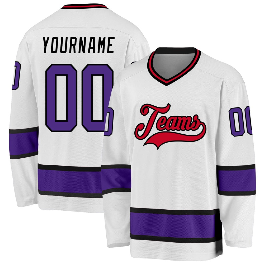 Usa Hockey Jersey, Custom White Purple Black 1 Hockey Jersey, Team Hockey Jerseys