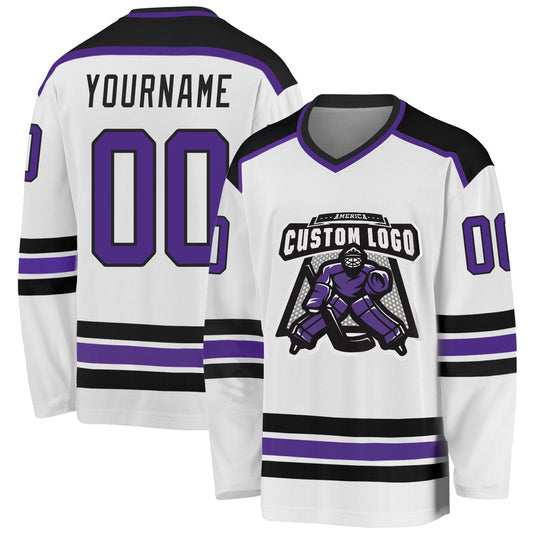 Usa Hockey Jersey, Custom White Purple Black Hockey Jersey, Team Hockey Jerseys
