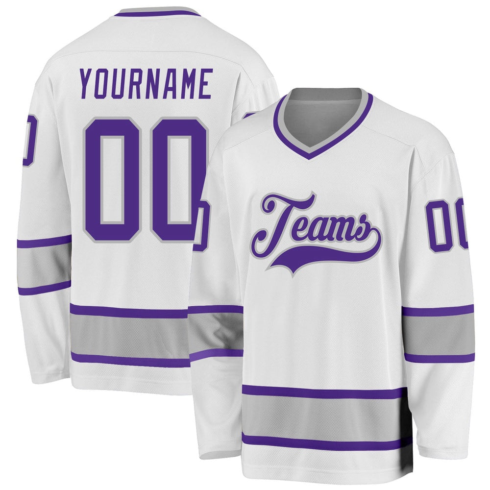 Usa Hockey Jersey, Custom White Purple Gray 1 Hockey Jersey, Team Hockey Jerseys