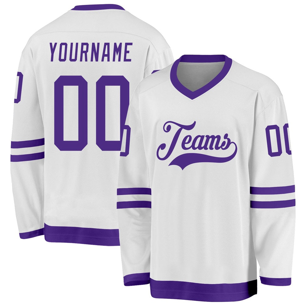 Usa Hockey Jersey, Custom White Purple Hockey Jersey, Team Hockey Jerseys