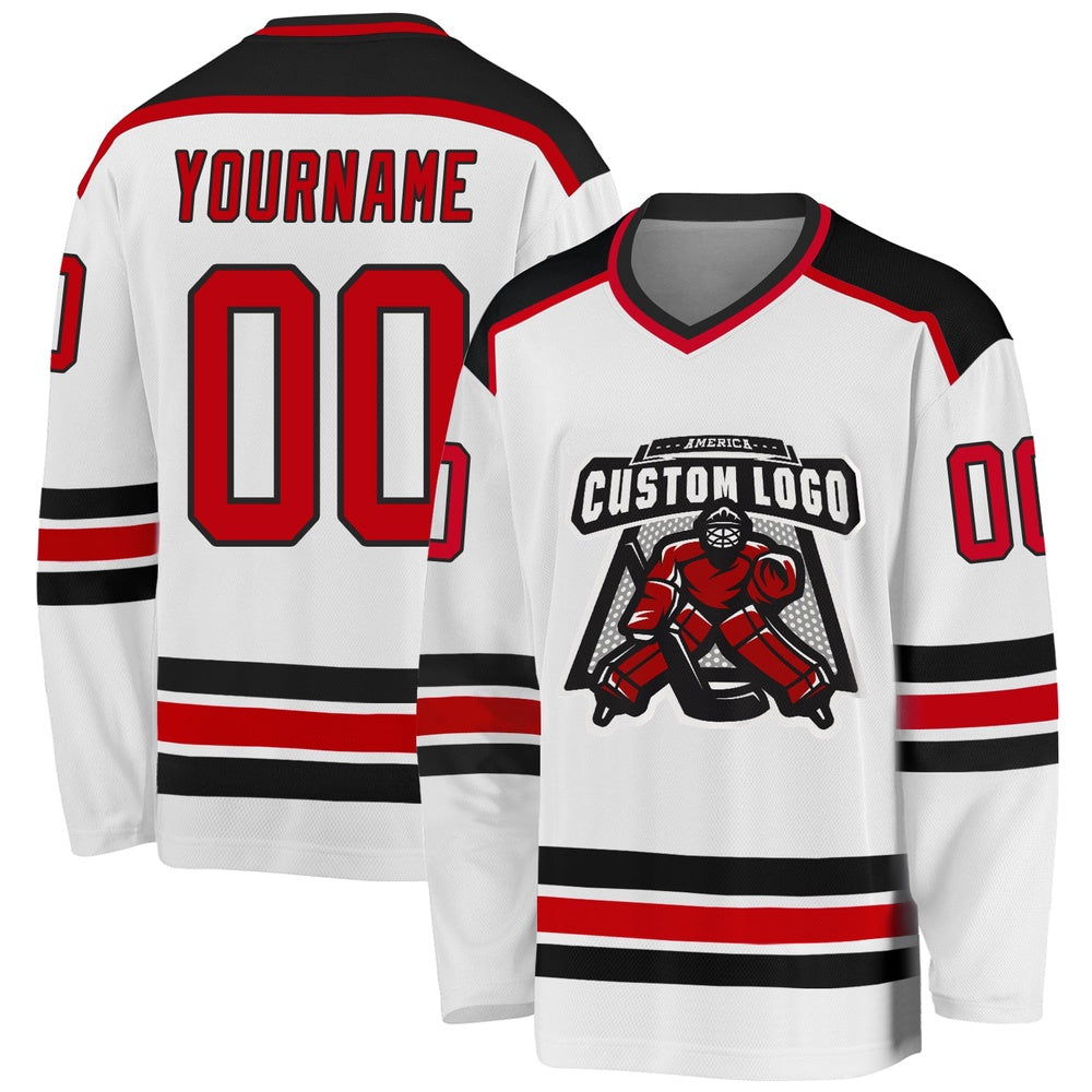 Usa Hockey Jersey, Custom White Red Black Hockey Jersey, Team Hockey Jerseys