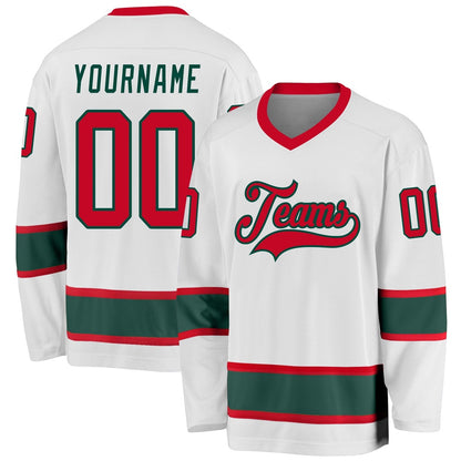 Usa Hockey Jersey, Custom White Red Green Hockey Jersey, Team Hockey Jerseys