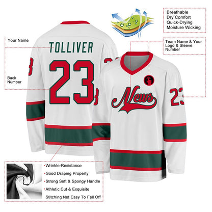 Usa Hockey Jersey, Custom White Red Green Hockey Jersey, Team Hockey Jerseys
