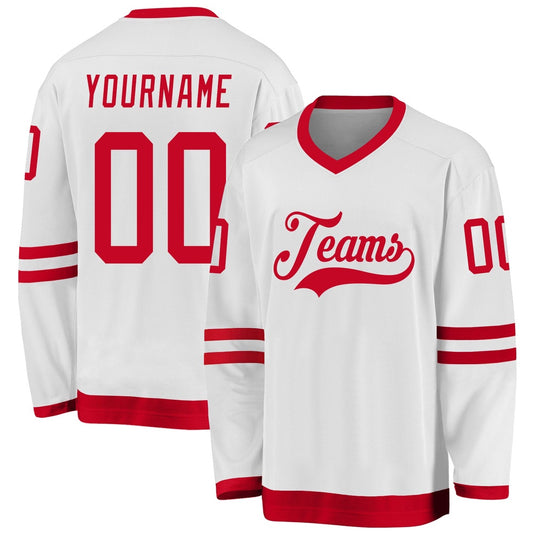 Usa Hockey Jersey, Custom White Red Hockey Jersey, Team Hockey Jerseys
