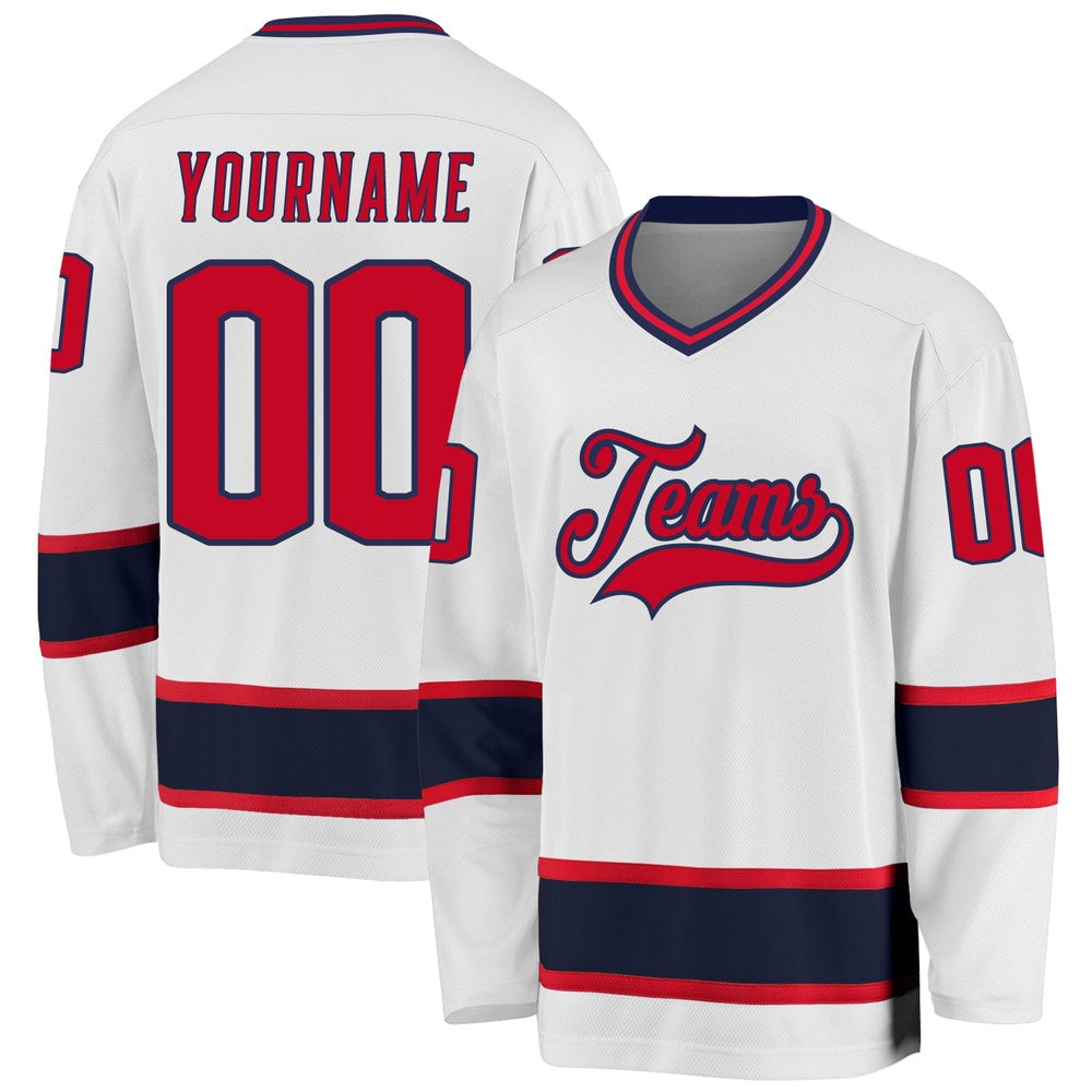Usa Hockey Jersey, Custom White Red Navy 1 Hockey Jersey, Team Hockey Jerseys