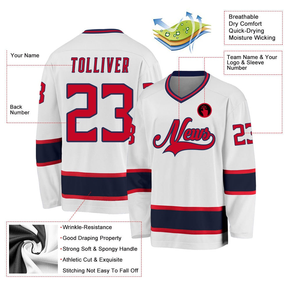 Usa Hockey Jersey, Custom White Red Navy 1 Hockey Jersey, Team Hockey Jerseys