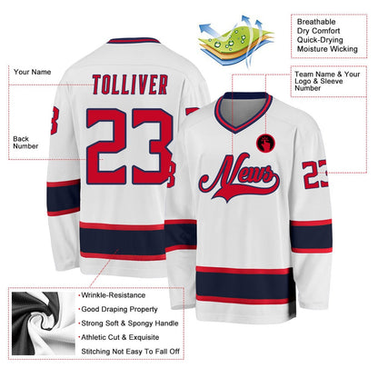 Usa Hockey Jersey, Custom White Red Navy 1 Hockey Jersey, Team Hockey Jerseys