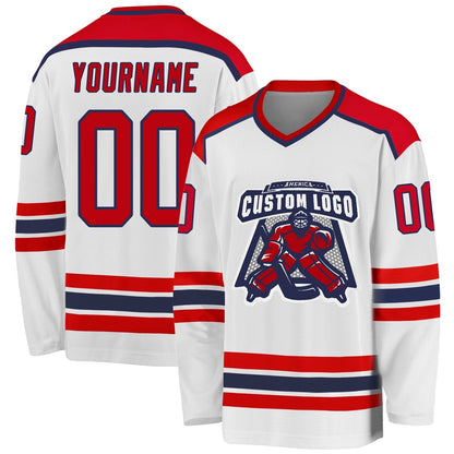 Usa Hockey Jersey, Custom White Red Navy Hockey Jersey, Team Hockey Jerseys