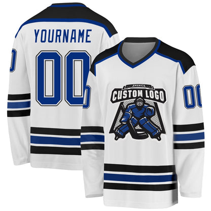 Usa Hockey Jersey, Custom White Royal Black Hockey Jersey, Team Hockey Jerseys