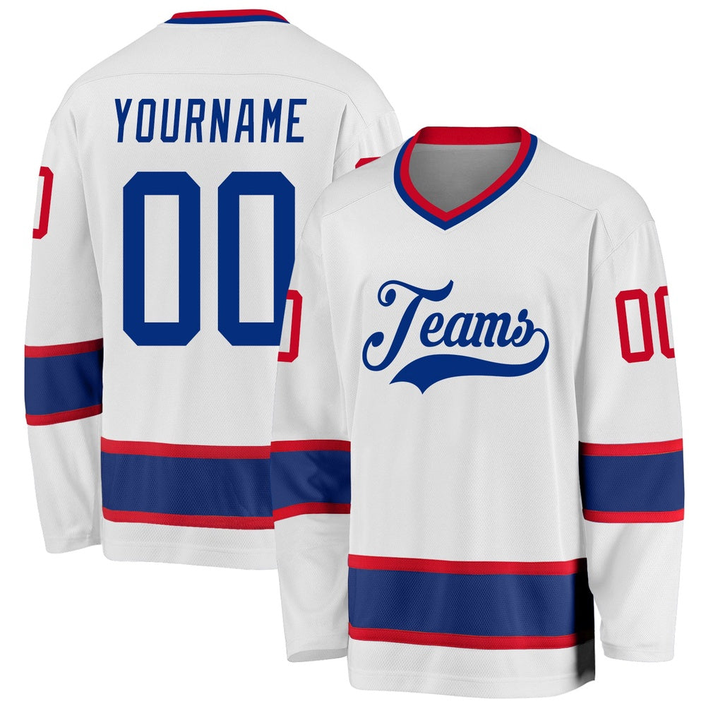 Usa Hockey Jersey, Custom White Royal Gold 2 Hockey Jersey, Team Hockey Jerseys