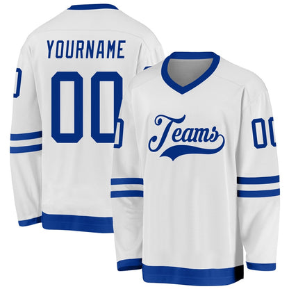 Usa Hockey Jersey, Custom White Royal Hockey Jersey, Team Hockey Jerseys