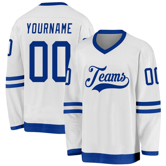 Usa Hockey Jersey, Custom White Royal Hockey Jersey, Team Hockey Jerseys