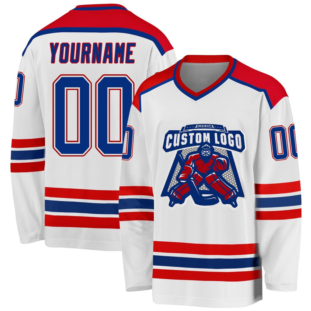 Usa Hockey Jersey, Custom White Royal Red 1 Hockey Jersey, Team Hockey Jerseys