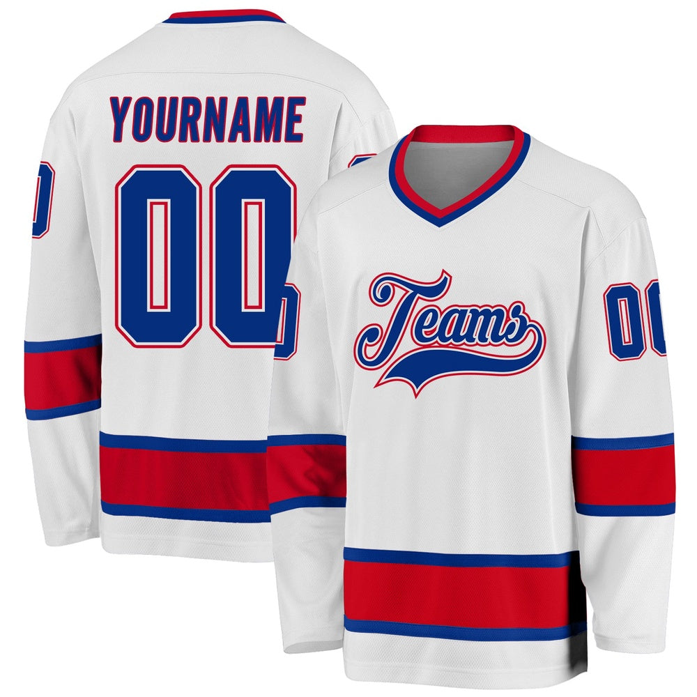 Usa Hockey Jersey, Custom White Royal Red Hockey Jersey, Team Hockey Jerseys