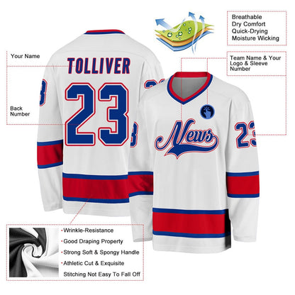 Usa Hockey Jersey, Custom White Royal Red Hockey Jersey, Team Hockey Jerseys