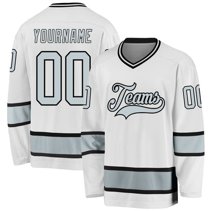 Usa Hockey Jersey, Custom White Silver Black 1 Hockey Jersey, Team Hockey Jerseys