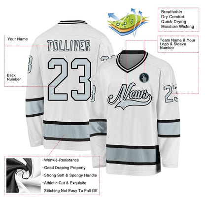 Usa Hockey Jersey, Custom White Silver Black 1 Hockey Jersey, Team Hockey Jerseys