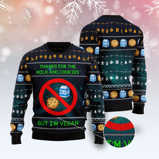 Vegan Thanks Ugly Christmas Sweater, Funny Xmas Sweater, Sweater Xmas