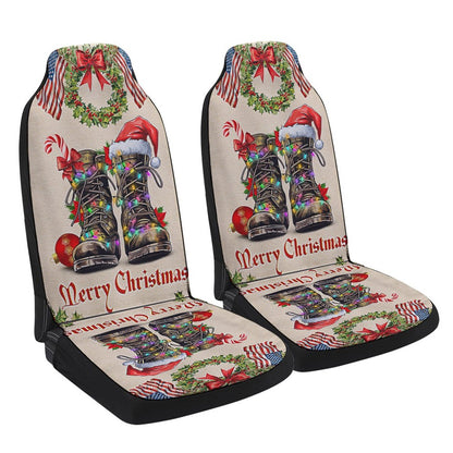 Veteran Christmas Military Boots Cars Seat Cover, Christmas Car Seat Covers, Car Decor Gift