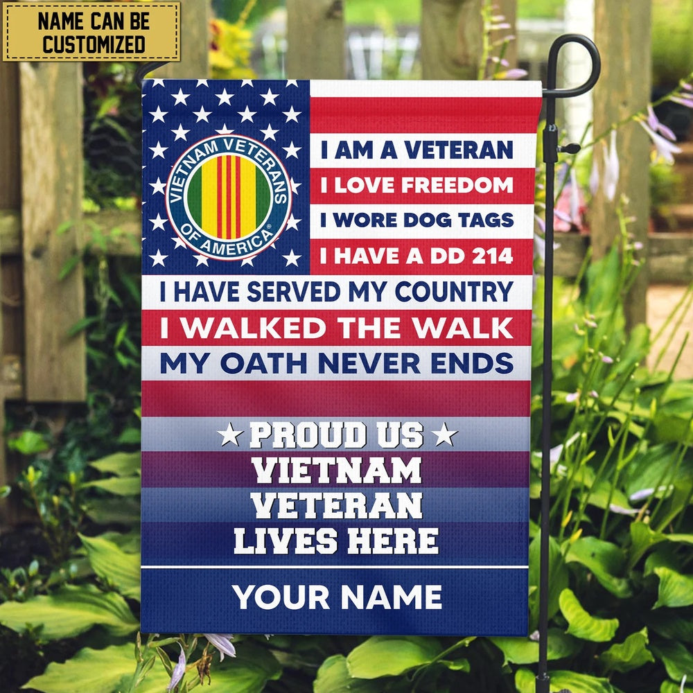 Vietnam Veteran Personalized American Flag, Gift For Us Military Veteran, Vietnam Veteran Garden Flag, American Flag Vietnam
