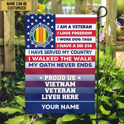 Vietnam Veteran Personalized American Flag, Gift For Us Military Veteran, Vietnam Veteran Garden Flag, American Flag Vietnam