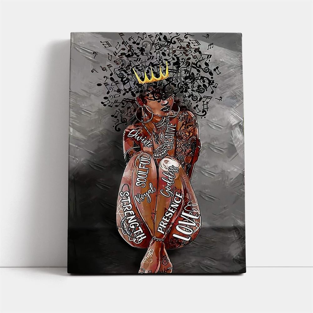 Vintage Black Queen Portrait Music Lover Canvas Canvas, Mother's Day Canvas Art, Gift For Mom, Birthday Gift, Mother's Day Wall Art