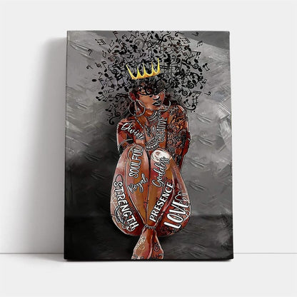 Vintage Black Queen Portrait Music Lover Canvas Canvas, Mother's Day Canvas Art, Gift For Mom, Birthday Gift, Mother's Day Wall Art