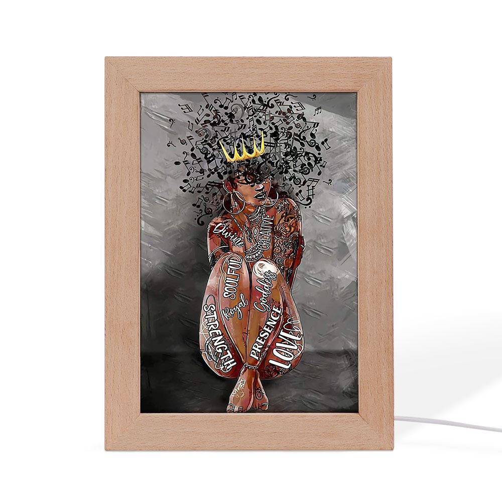 Vintage Black Queen Portrait Music Lover Frame Lamp, Mother's Day Night Light, Best Mom Ever, Gift For Mom