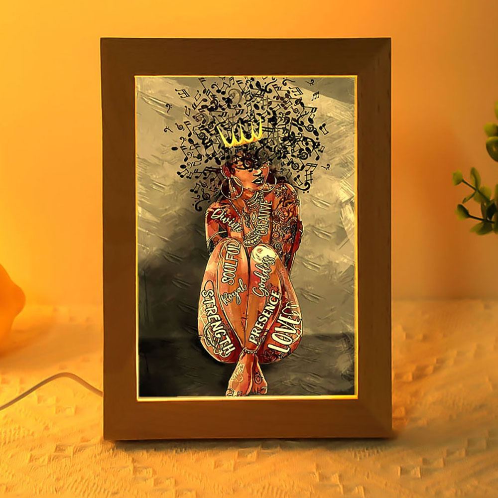 Vintage Black Queen Portrait Music Lover Frame Lamp, Mother's Day Night Light, Best Mom Ever, Gift For Mom
