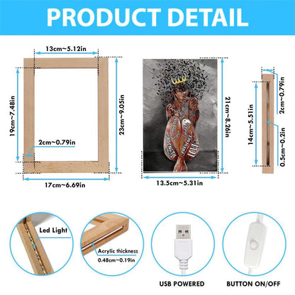 Vintage Black Queen Portrait Music Lover Frame Lamp, Mother's Day Night Light, Best Mom Ever, Gift For Mom