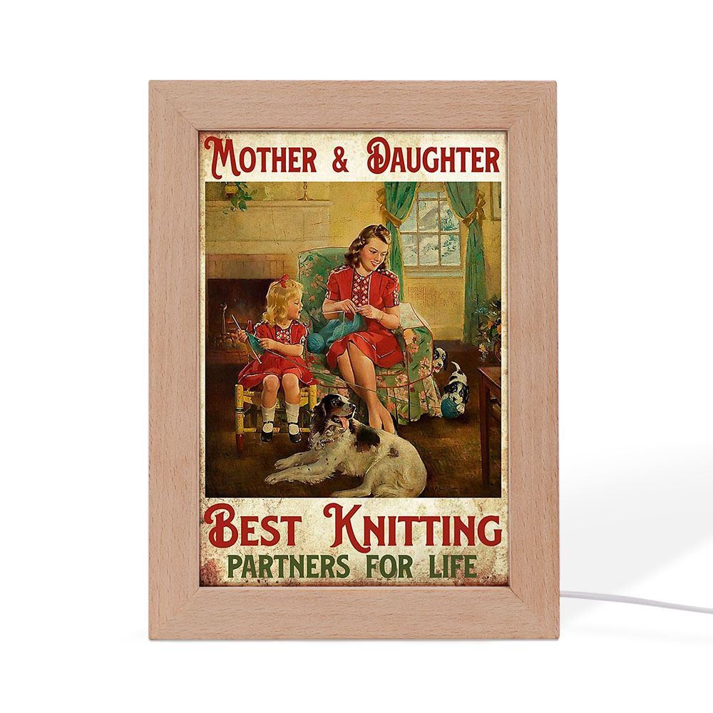 Vintage Mother And Daughter Best Knitting Partners Frame Lamp, Mother's Day Night Light, Best Mom Ever, Gift For Mom