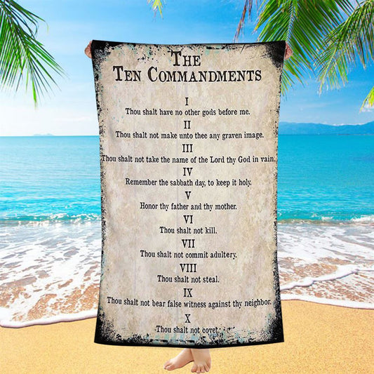 Vintage Ten Commandments Beach Towel - Christian Beach Towel Decor