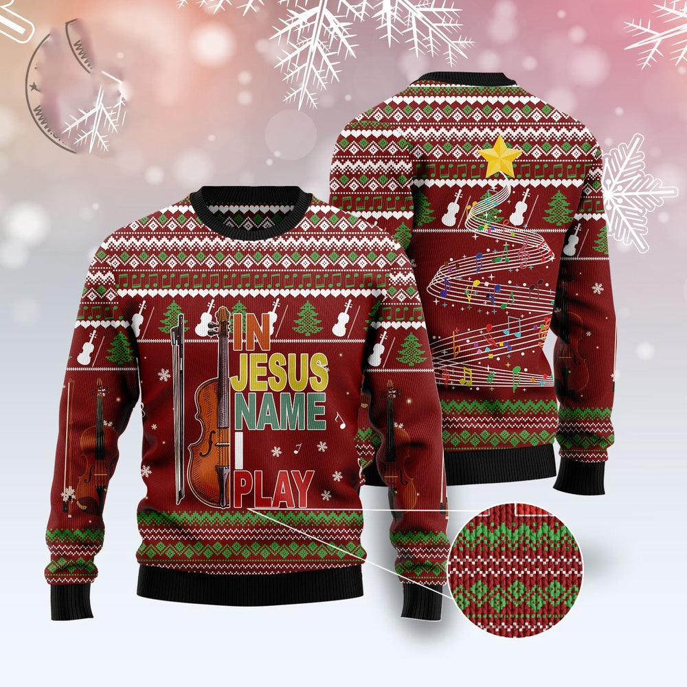 Violin I Play Ugly Christmas Sweater, Funny Xmas Sweater, Sweater Xmas