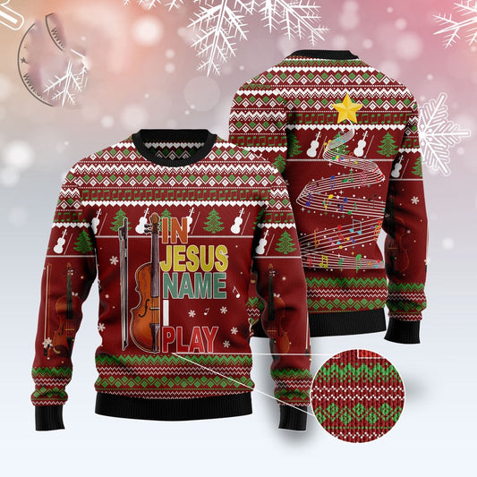 Violin I Play Ugly Christmas Sweater, Funny Xmas Sweater, Sweater Xmas