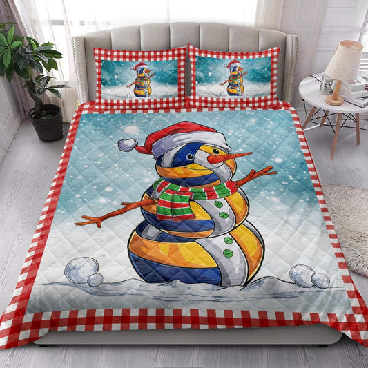 Volleyball Quilt Set, Funnymas Volleyball Balls Santa Snowman Quilt Blanket