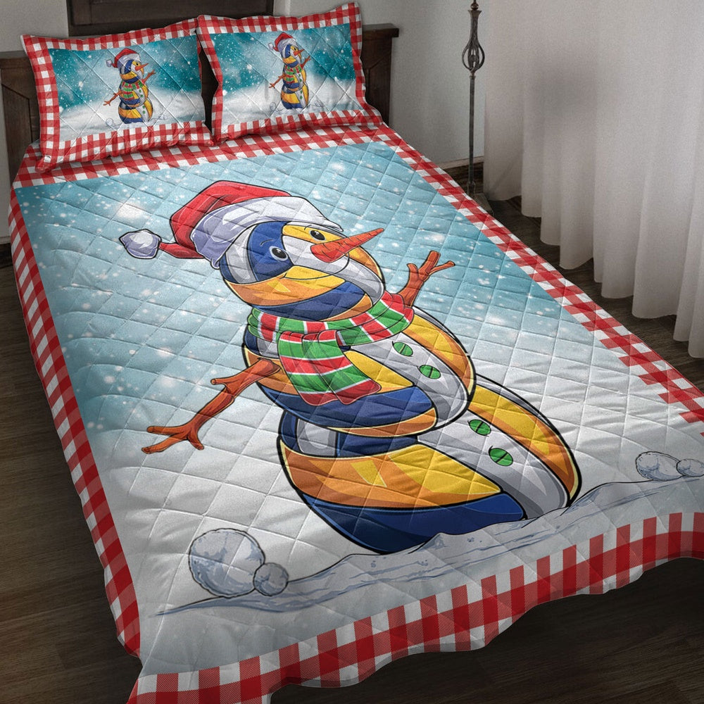 Volleyball Quilt Set, Funnymas Volleyball Balls Santa Snowman Quilt Blanket