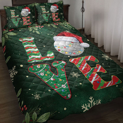 Volleyball Quilt Set, Love Volleyball Withmas Hat Holly Berry Snowflake Holiday Quilt Blanket