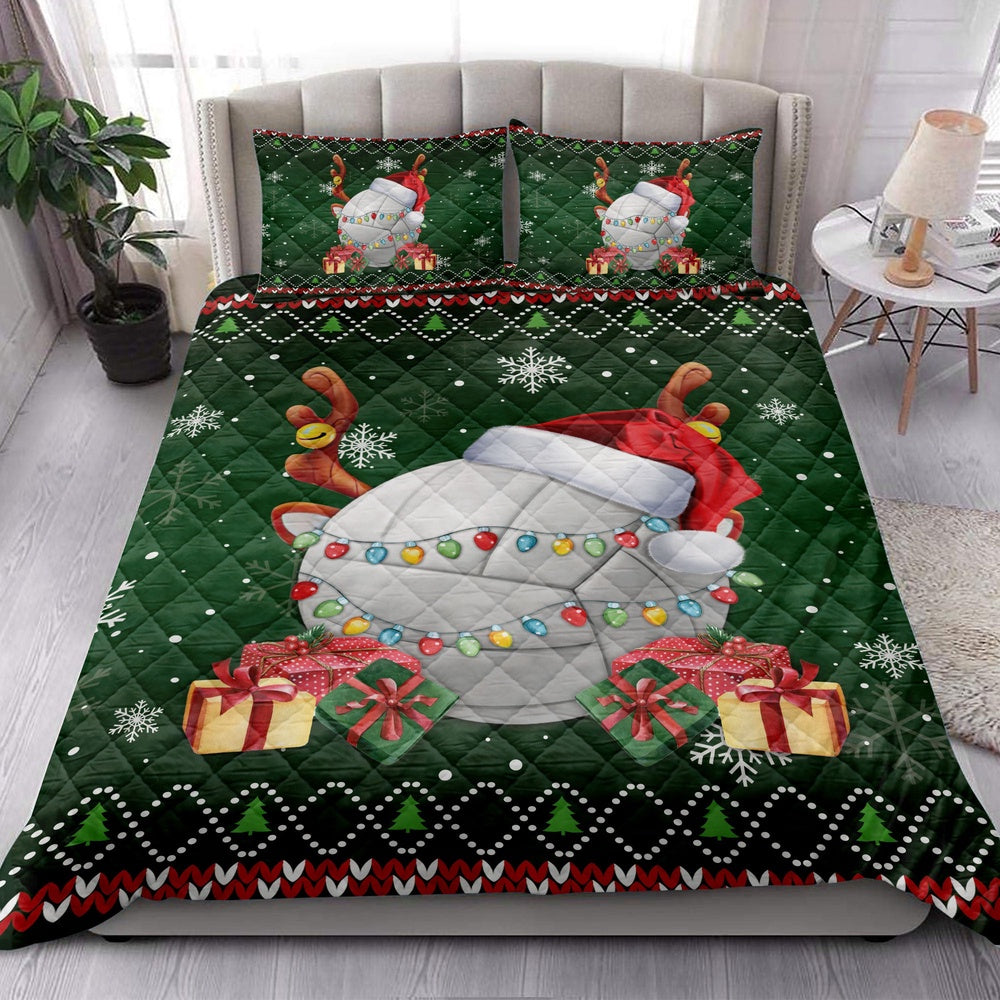 Volleyball Quilt Set, Volleyballmas Hat Snowflake Reindeer Horn Ugly Quilt Blanket