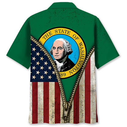 Washington State Flag Hawaiian Shirt, Funny Hawaiian Shirt, Usa Hawaiian Shirt, Vintage Hawaiian Shirts