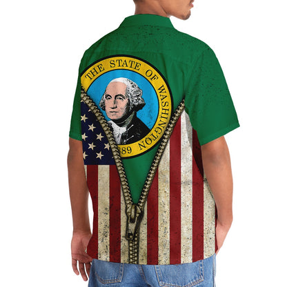 Washington State Flag Hawaiian Shirt, Funny Hawaiian Shirt, Usa Hawaiian Shirt, Vintage Hawaiian Shirts