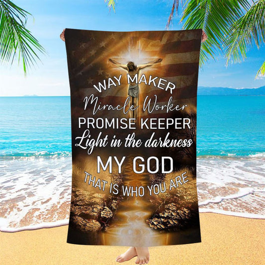 Way Maker Miracle Worker Promise Keeper Beach Towel - Christian Beach Towel - Religious Beach Towel
