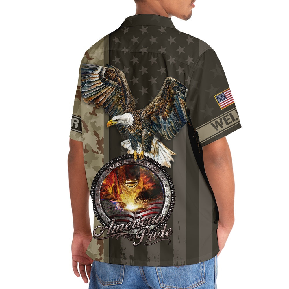 Welder American Pride Hawaiian Shirt, Funny Hawaiian Shirt, Usa Hawaiian Shirt, Vintage Hawaiian Shirts