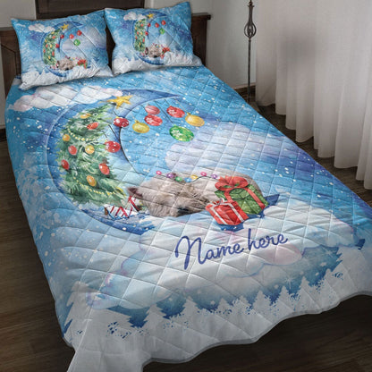 West Highland White Terrier Quilt Set, West Highland Sleeping On The Moonmas Tree Dog Quilt Blanket