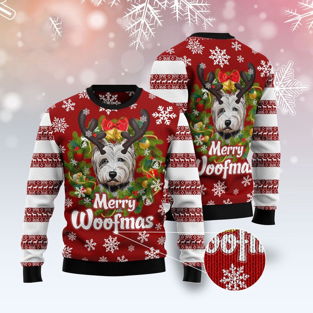 West Highland White Terrier Woofmas Ugly Christmas Sweater, Funny Xmas Sweater, Sweater Xmas